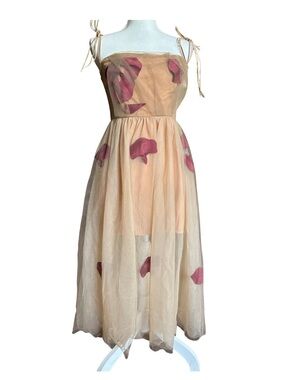 Vintage-Inspired Tan Tulle Petal Dress